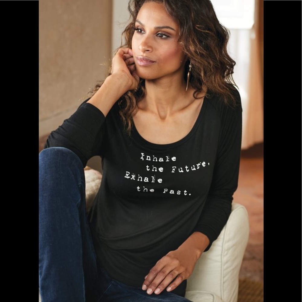 Soft Surroundings Me Tees Black Full Long Sleeve T